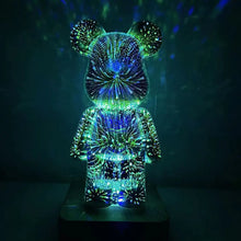 3D Glass Fireworks Little Bear Night Light